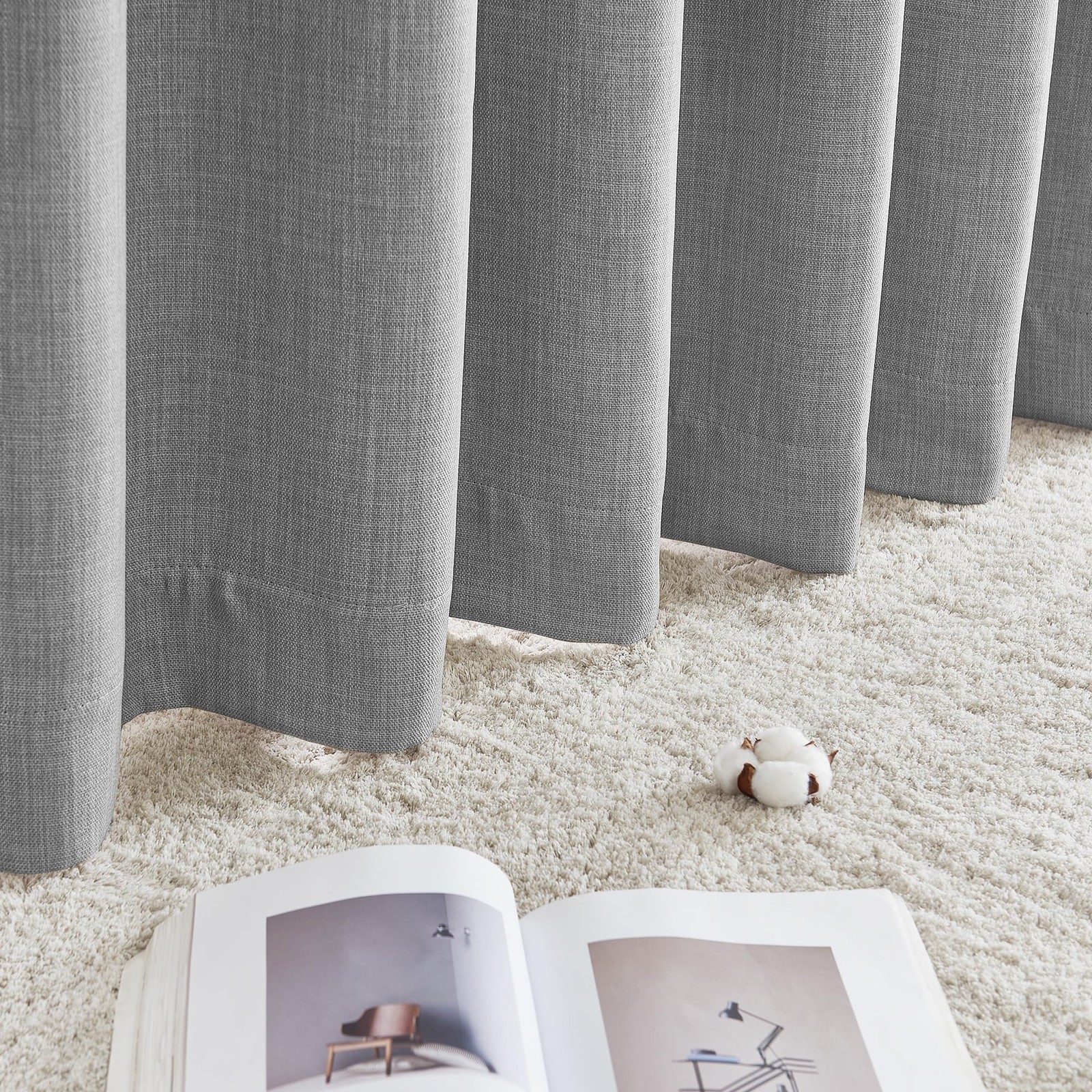 Extra Wide Light Grey Sliding Door Curtains, Hook Belt/Rod Pocket/Back Tab Fa…
