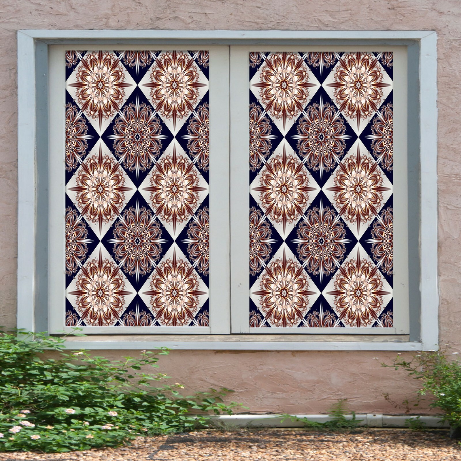 3D Flower Pattern ZHU099 Window Film Print Sticker Cling Stained Glass UV Zoe