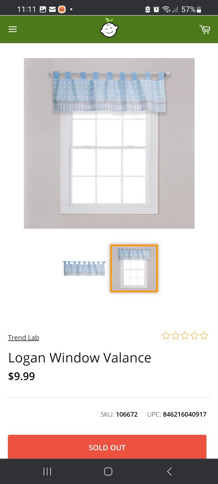 Trend Lab Window Valance Logan 56×15″ NEW