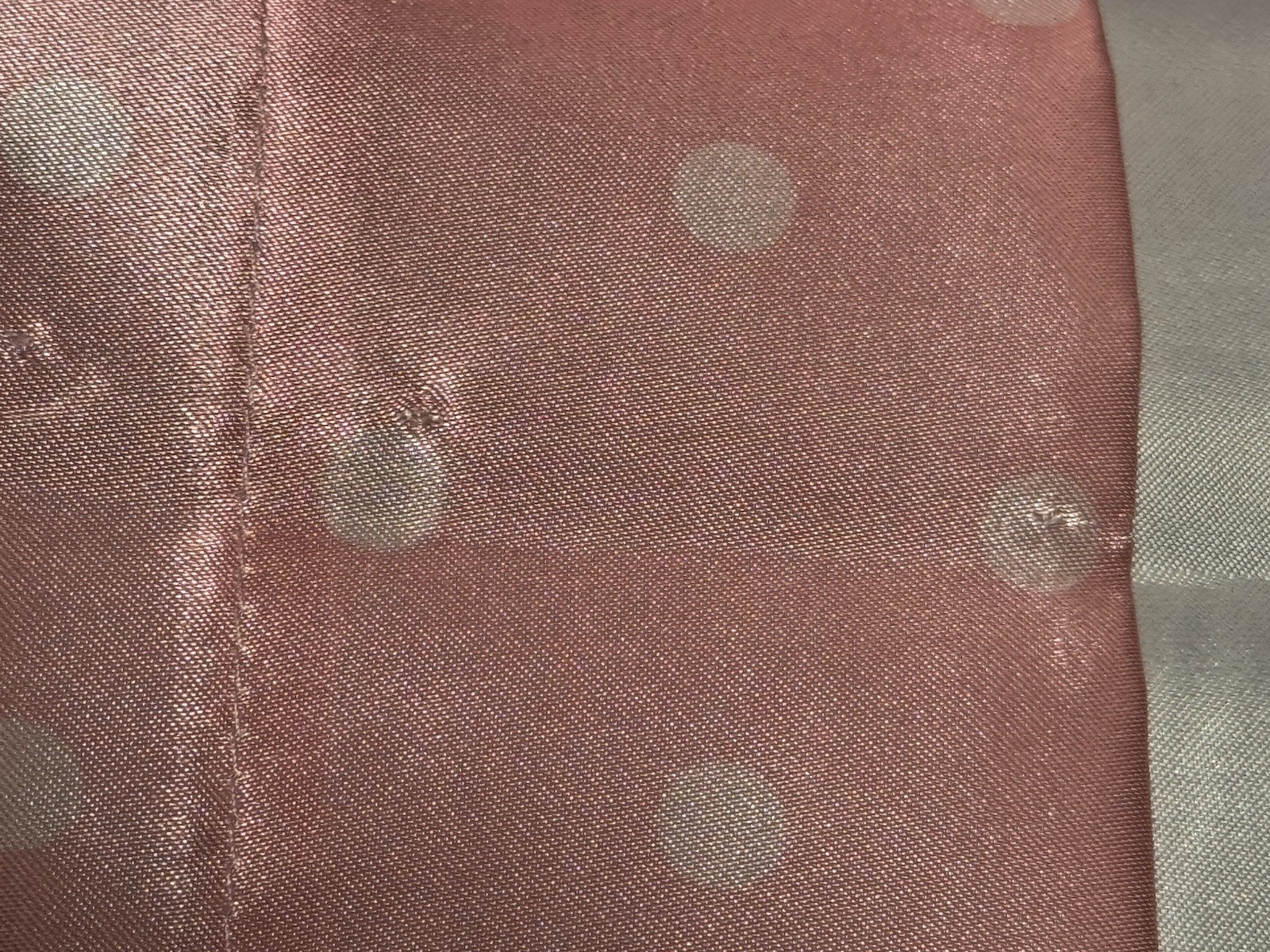 Hello Kitty Curtain Valence Pink Polka Dot Flower Satin 50 in x 17 in