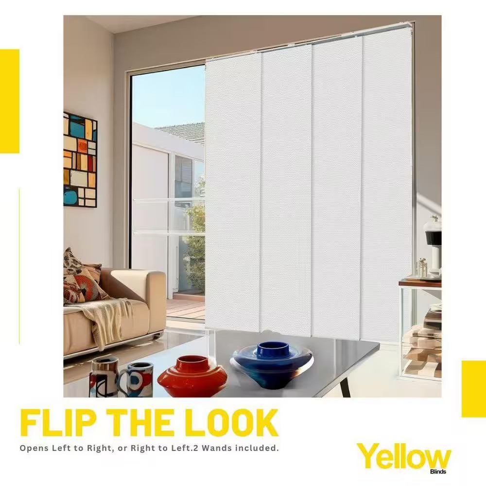 Cut-To-Size Avalon White Blackout Adjustable Sliding Panel Track Blind W/ 23 In.