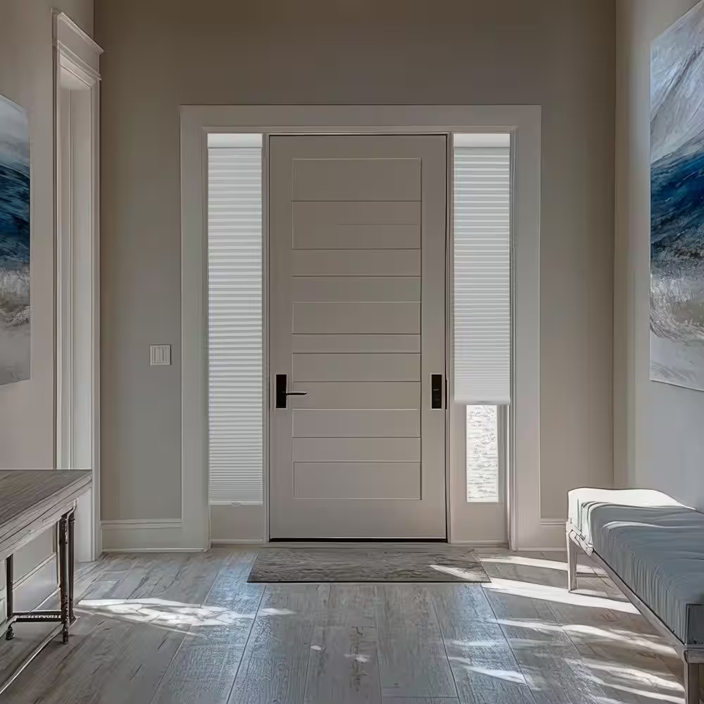 White Cordless Blackout Eco Polyester 9/16 In. Sidelight Single Cellular Shade –