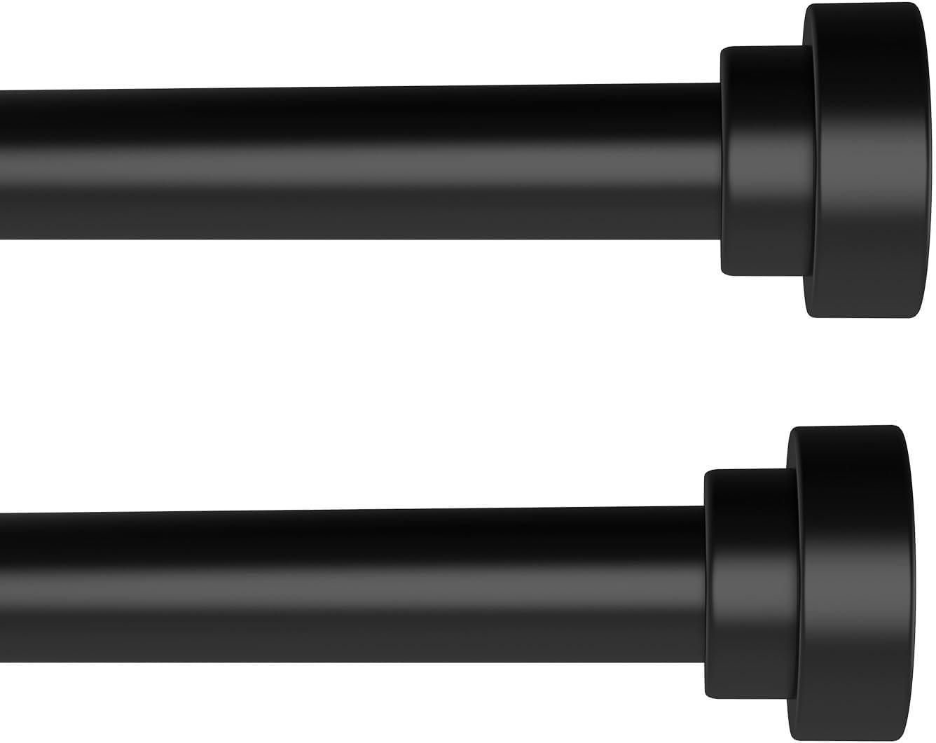 Black Curtain Rods for Windows 28 to 48 Inch(2.3-4Ft), 2 Pack 5/8 Inch Diameter