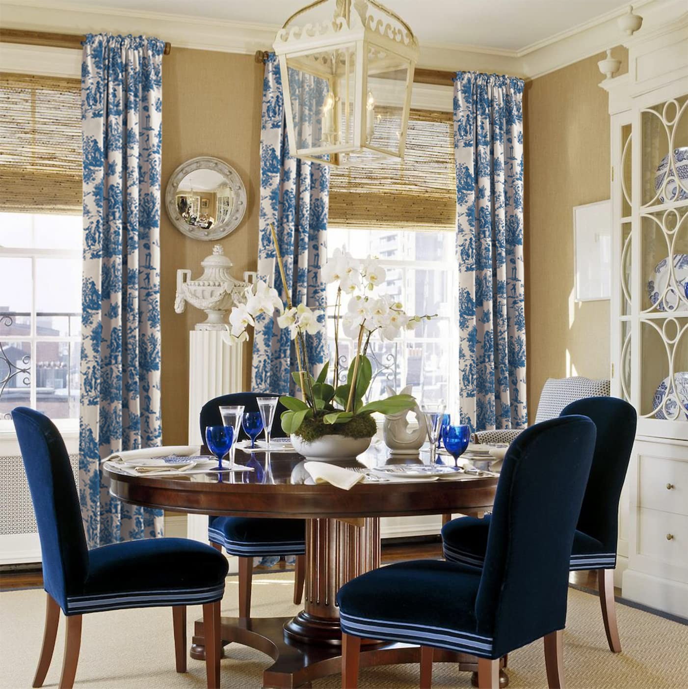 Blue and White Curtains 96 Inches Long for Living Room Set 2 Panels Moderate …