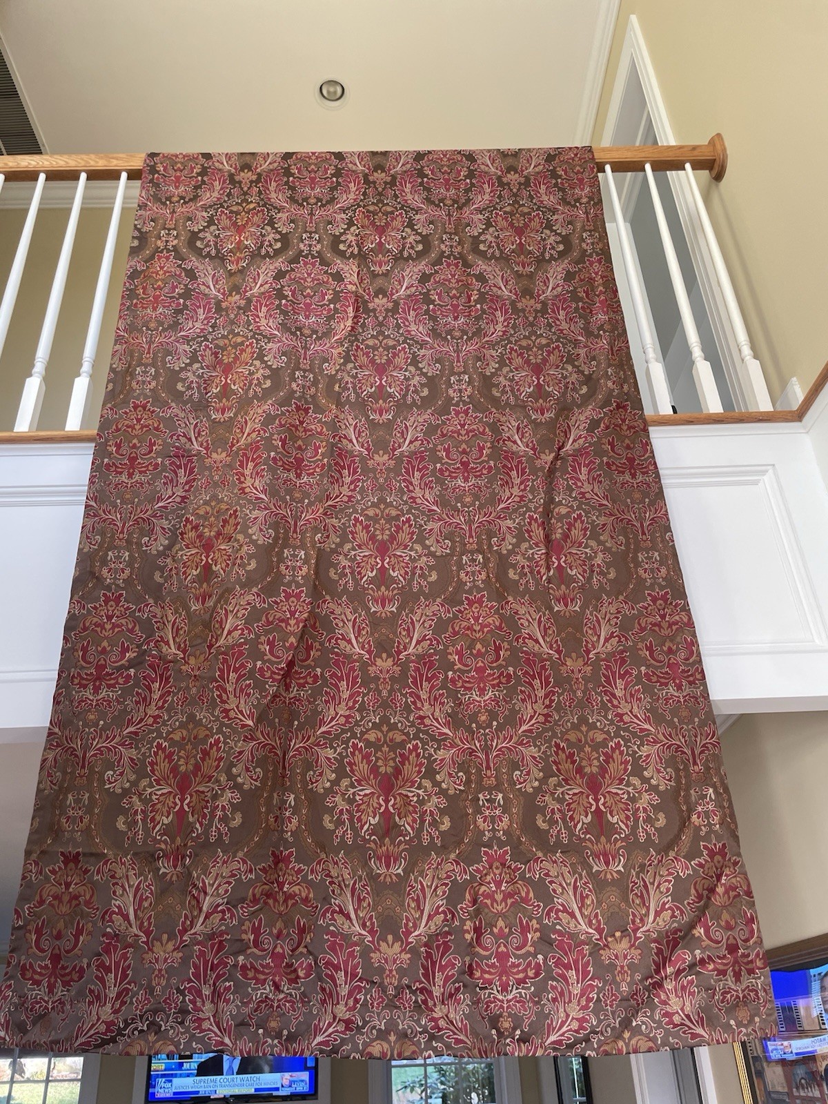 PAIR JC Penney Madden ELIZA Coffee Red Luxury Lined Curtain Drape Panels 108″L