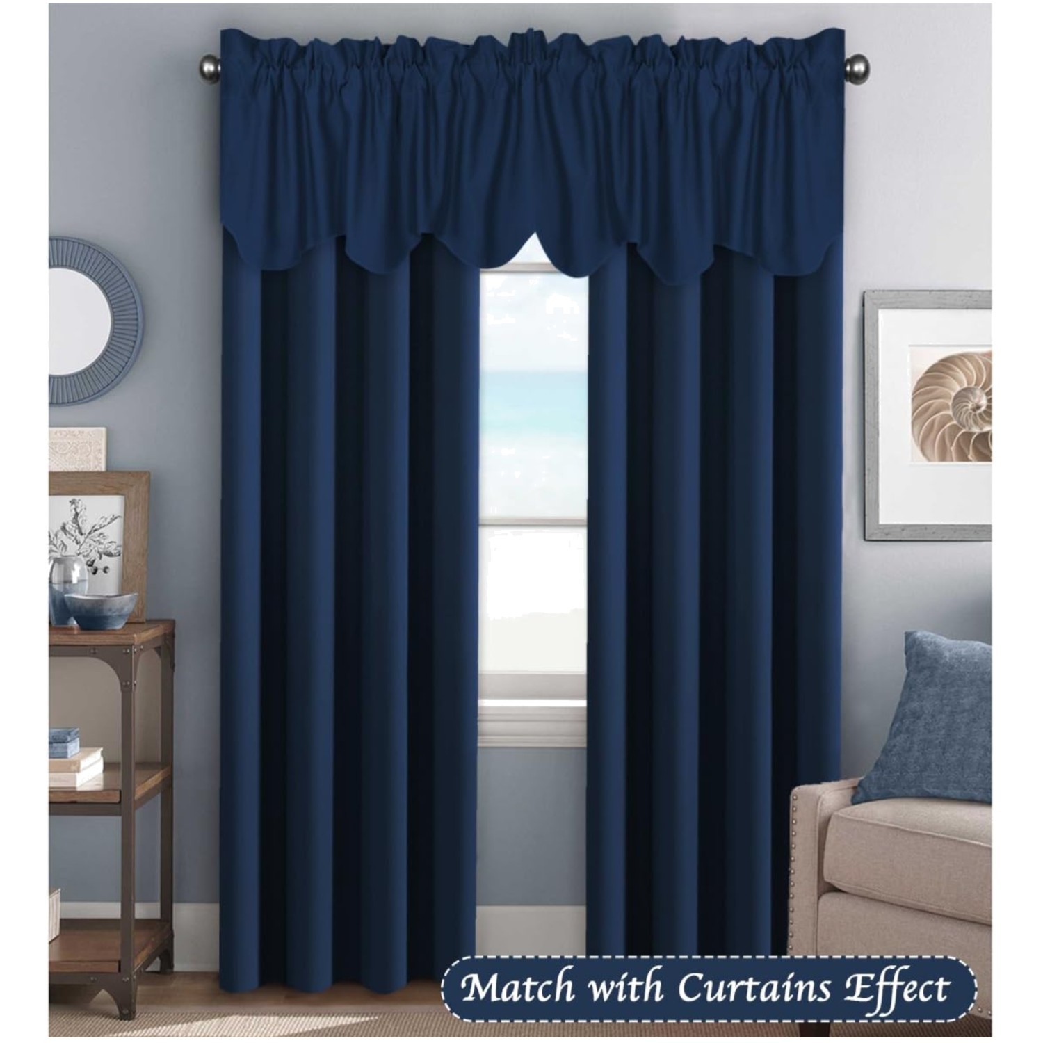 Blackout Curtain Valances – 52″x18″, Navy (4 Pieces)