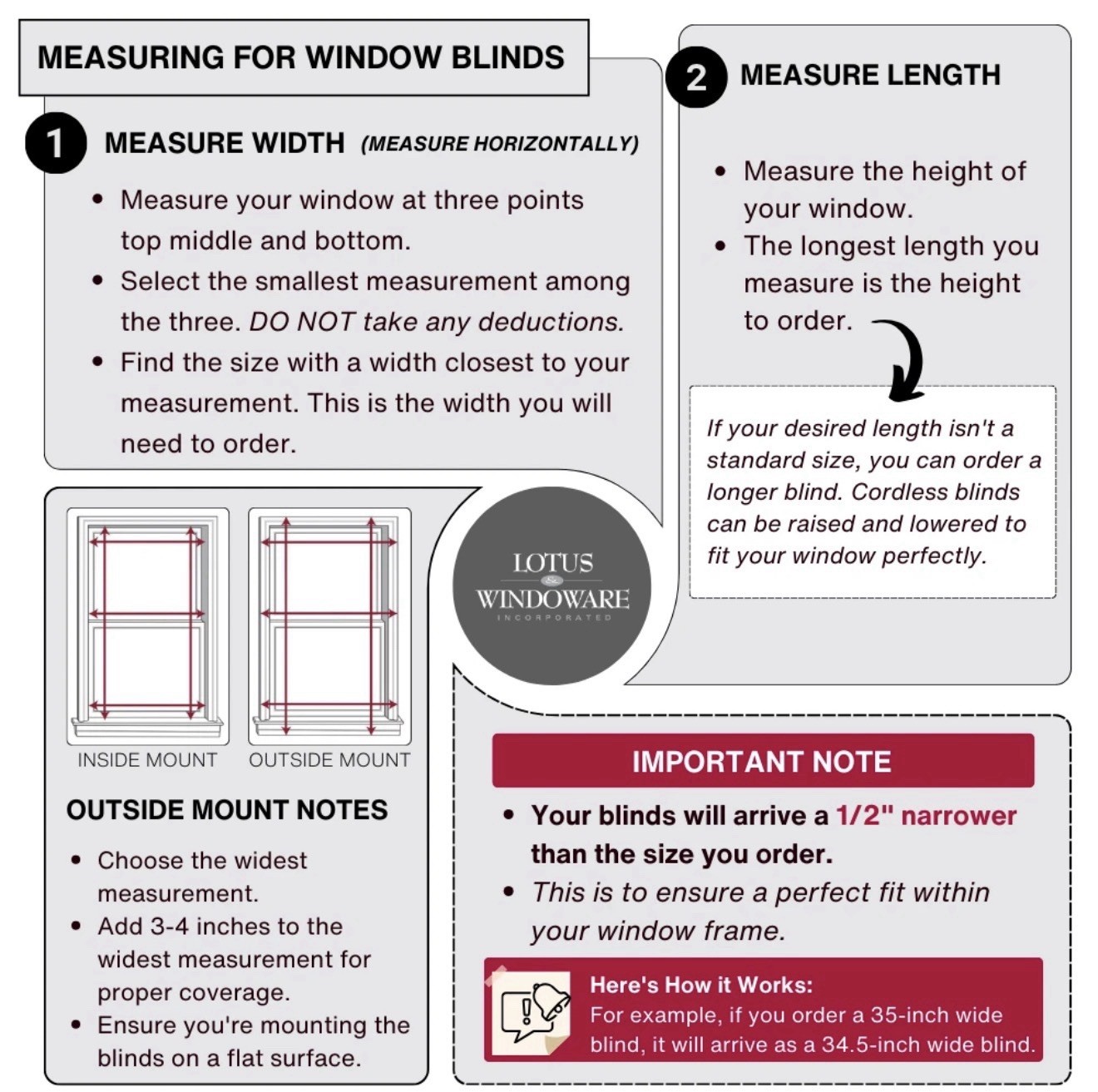 Lotus & Windoware Cordless, 2 Inch Faux Wood Blind 34X60