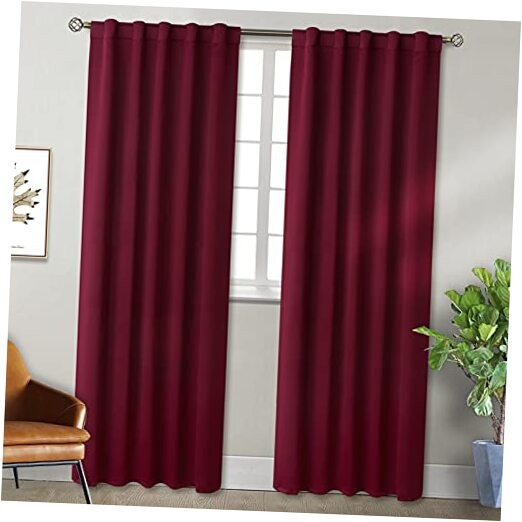 Rod Pocket and Back Tab Blackout Curtains 42″W x 84″L (Pack of 2) Burgundy Red