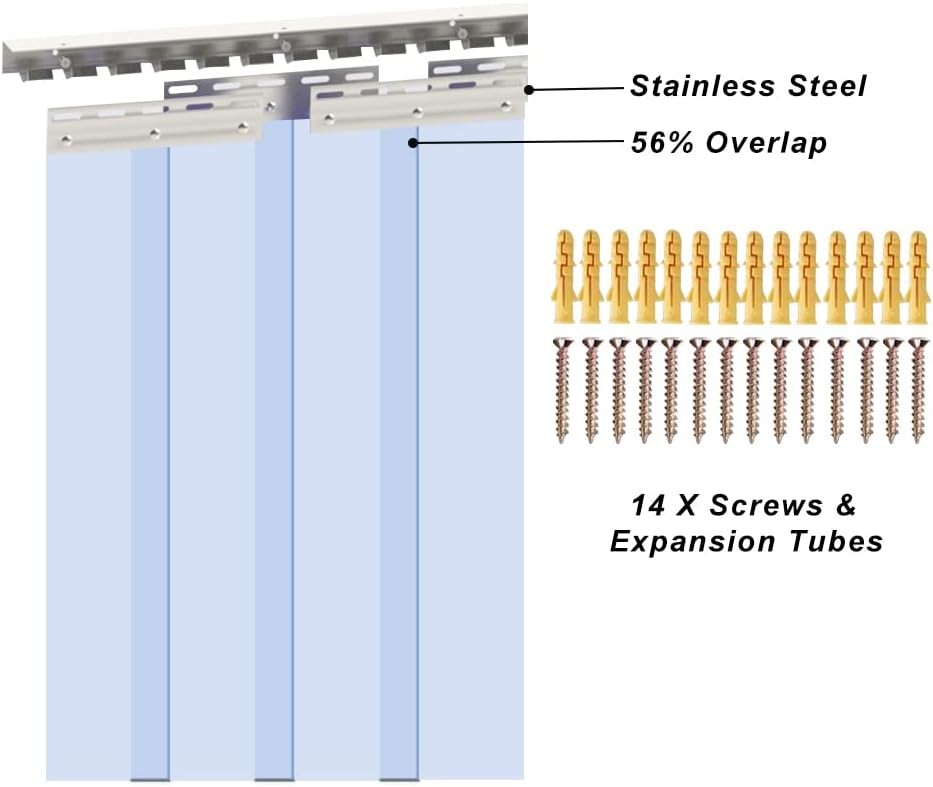 16PCS Strip Door Curtain, 84″ Height X 96″ Width, 0.08 Inch Thickness Standard