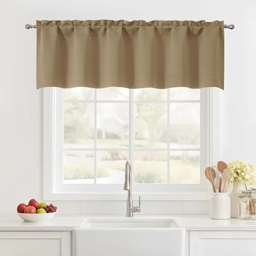 Valance for Windows, Small Blackout Kitchen 60″W x 14″L (Pack of 1) Taupe