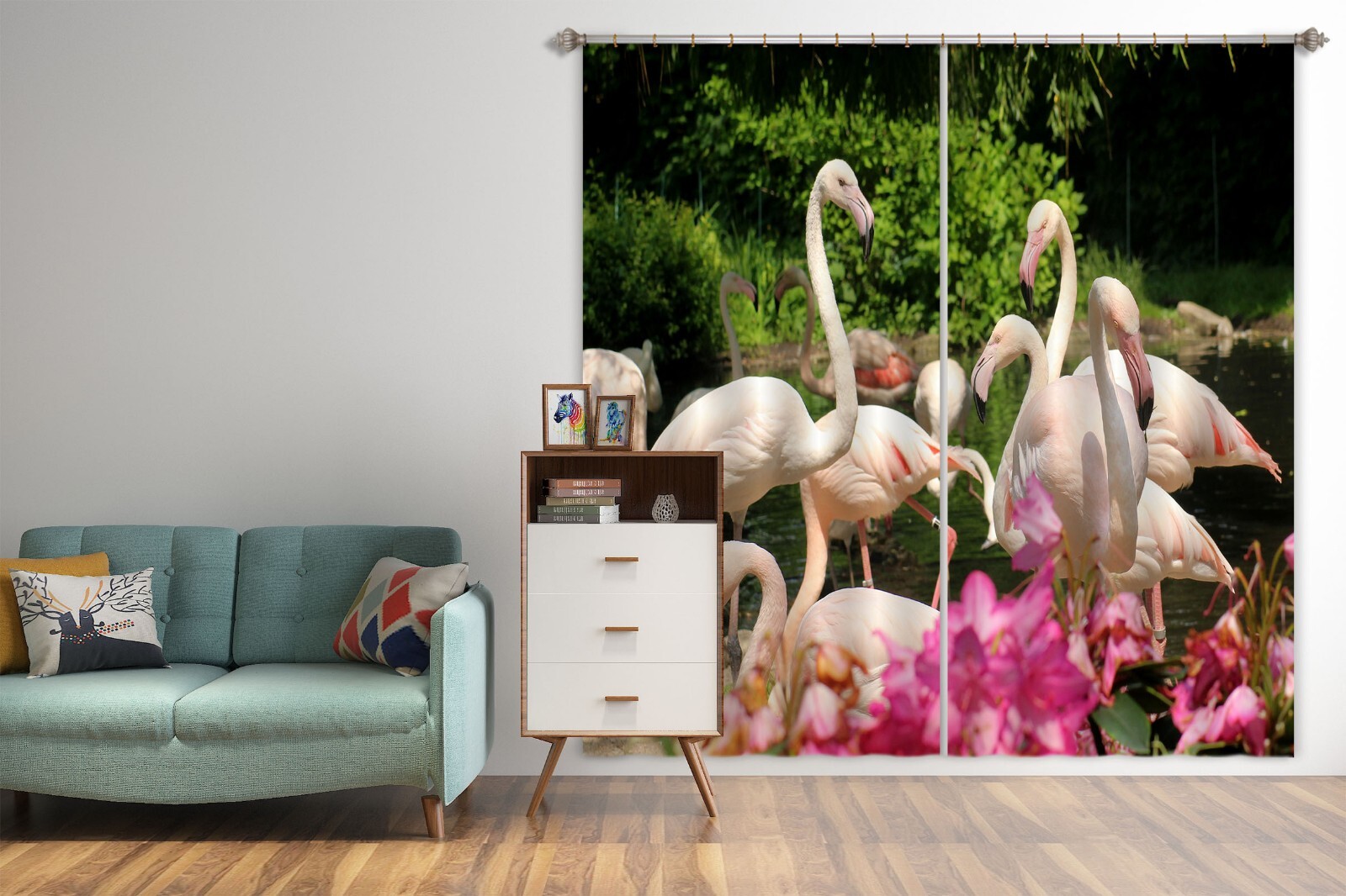 3D Flamingo Flower ZHUA3577 Animal Photo Curtain Window Blockout Fabric Amy 2023