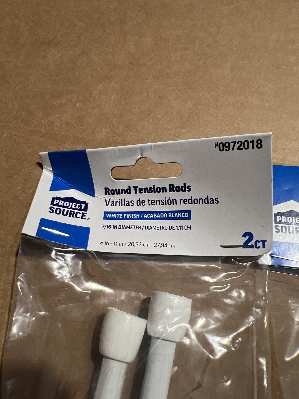 8 Packages Of Project Source Adjustable 8”-11” Tension Rods-16 Rods In Total-New