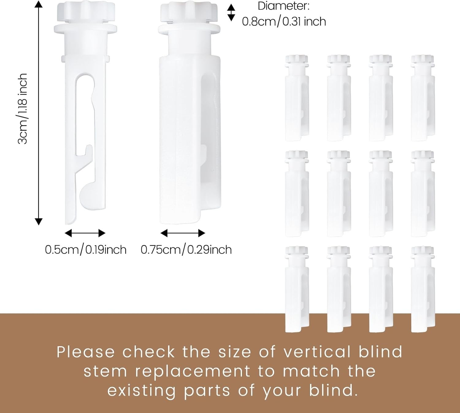 White Vertical Blind Stem Replacement – 12 Pcs for Vanes Carrier Accessories
