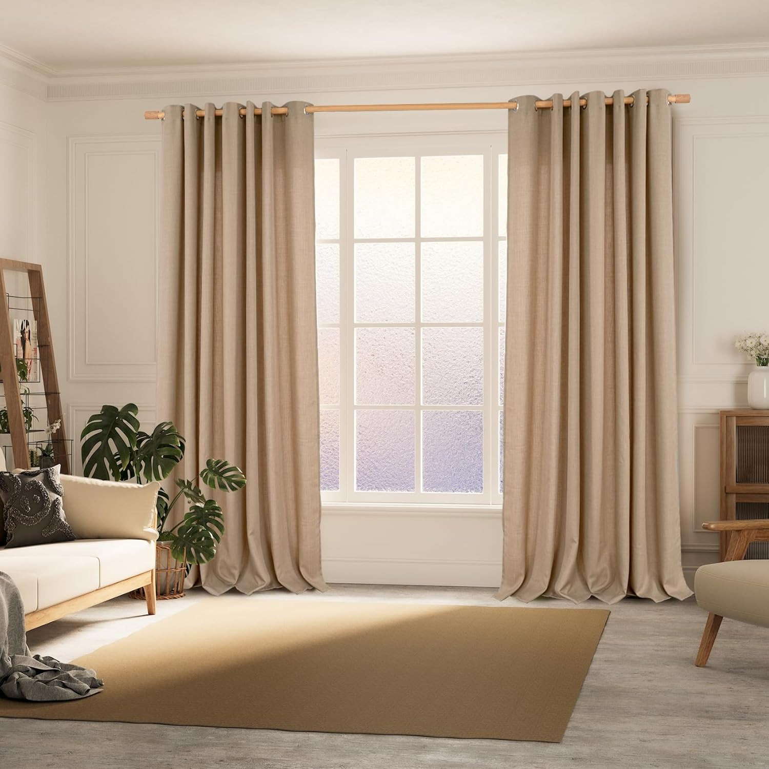 Faux Linen Curtain W52 X L84 2 Panels Grommet Textured Light Filtering