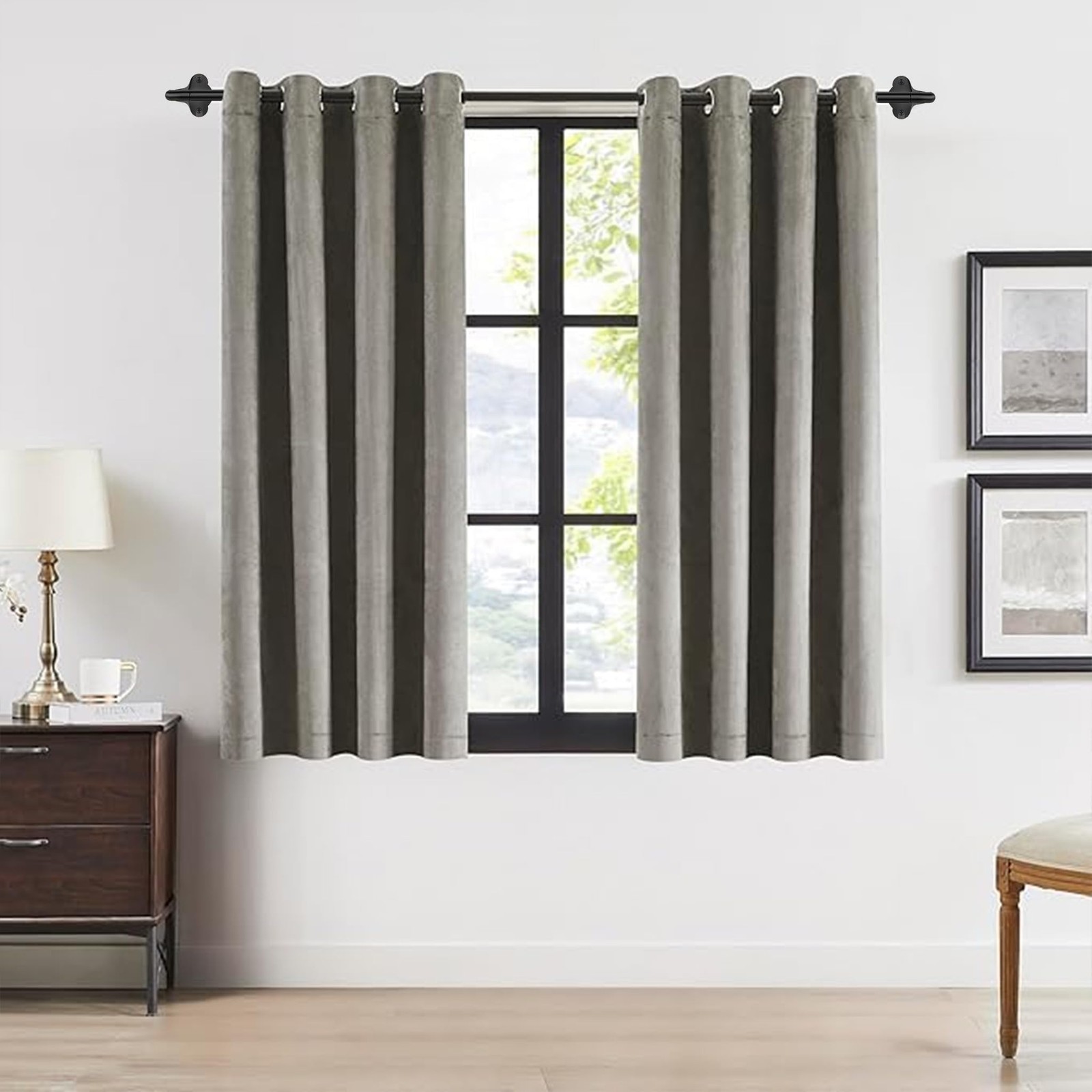 Faux Suede Leather 95% Blackout Curtains for Bedroom&Living Room&Nursery Ther…