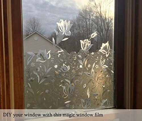 NIVIY Window Privacy Film with Installation Tools, Bathroom Stained Glass Decora