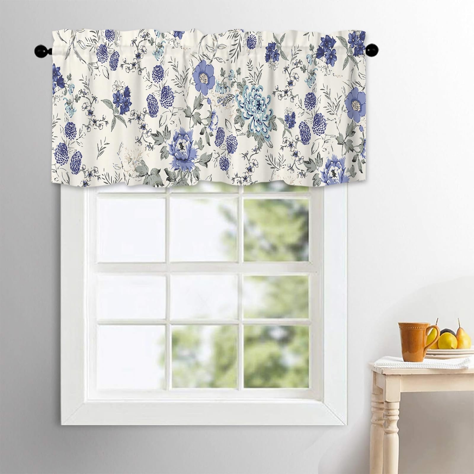 Spring Window Valances Summer French 18″W x 54″L (Pack of 1) Blue Floral
