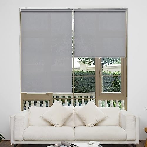 Cordless Roller Shades for Windows Light Filtering Shades 23″W x 72″H Grey