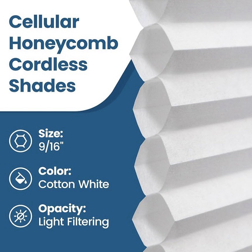 Indoor Window, Thermal Insulation Shades for Home, White,35″ W x 48″ H