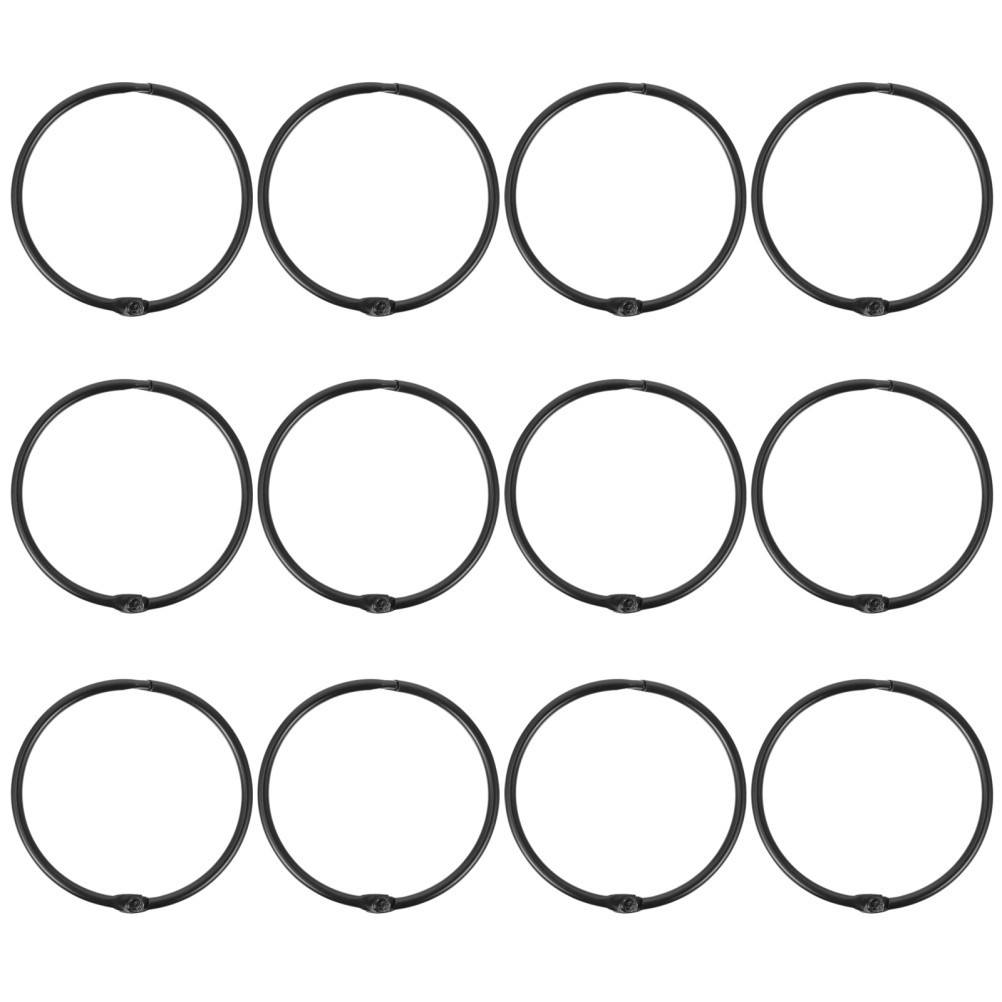 12 Pcs Metal Curtain Rings with Eyelets Drapery Black for Shower