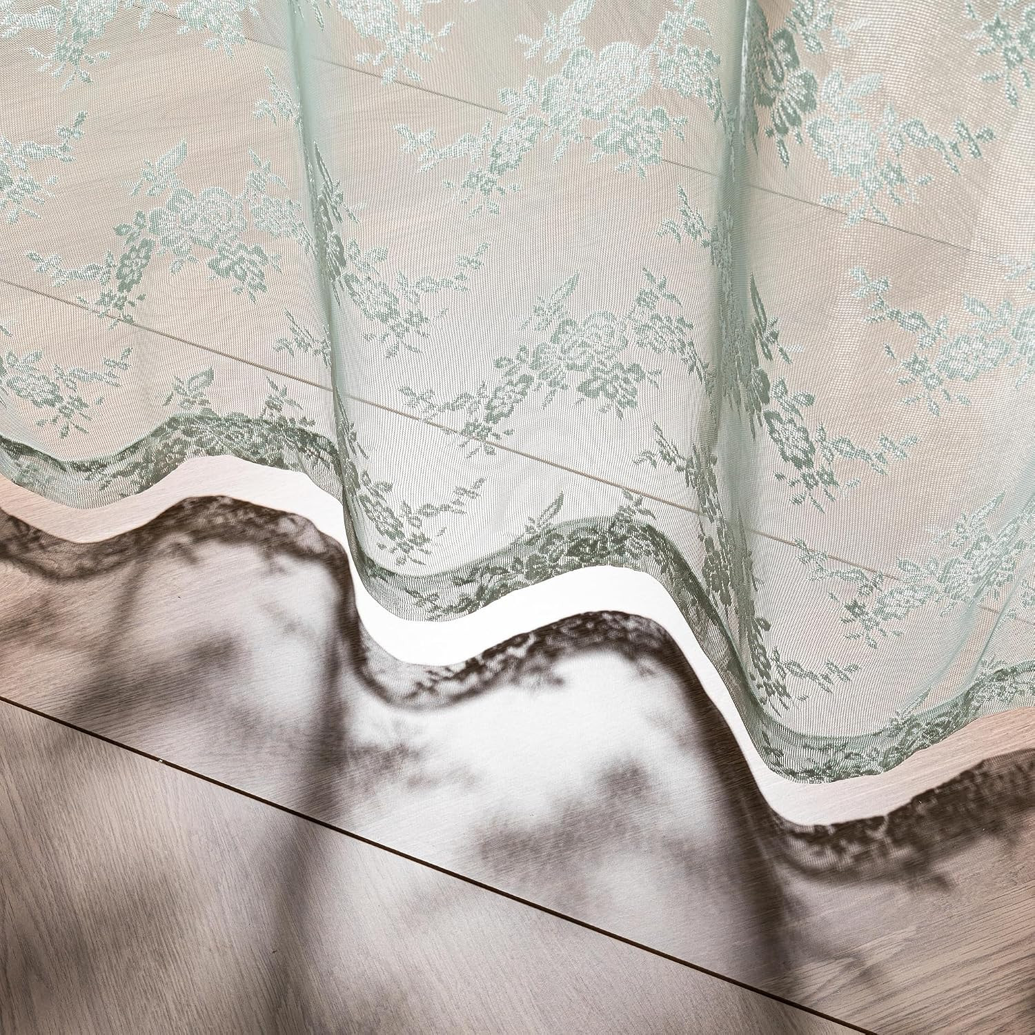 Lace Sheer Curtains 63 Inch Length Sage Green Spring Curtains Vintage Victorian