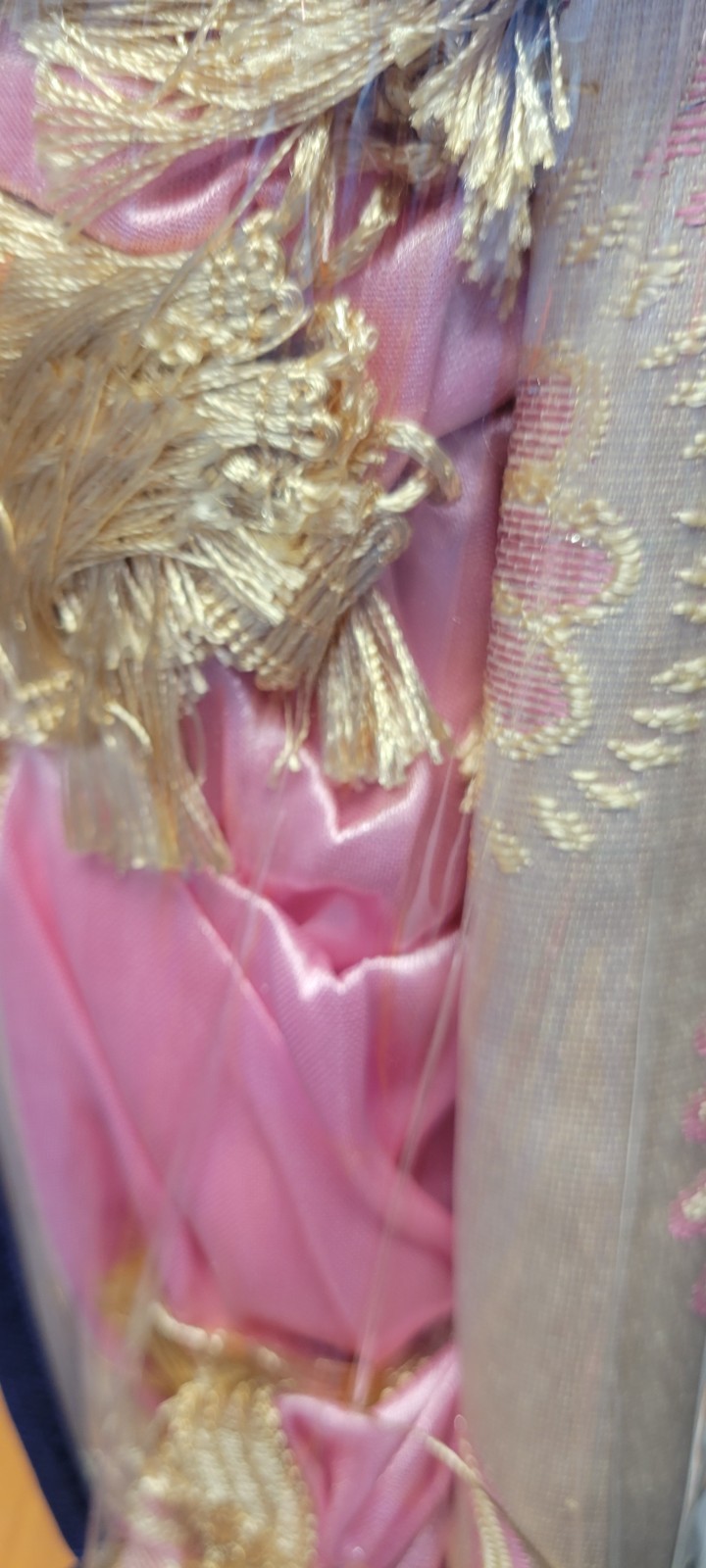 Luxurious Pink and Beige Jacquard Panels With attached valance. 2 Pieces 53″×90″