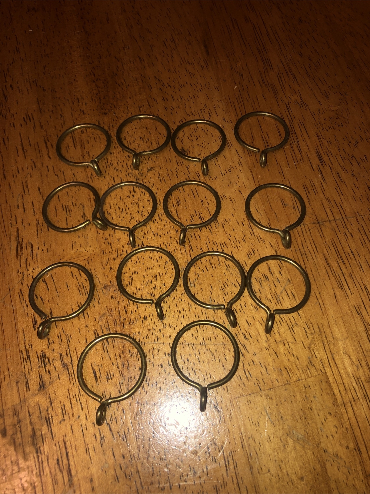 Vintage Drapery Rings Lot Of 14 Curtain Rod Hangers / Loops Metal Brass Tone