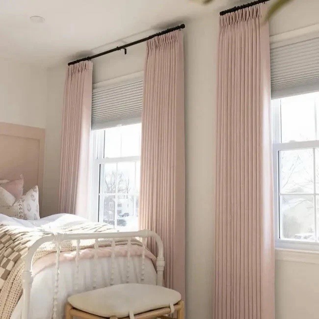 TWOPAGES Lila Thermal Insulated Pleated Curtains Soft Pink (2) 52”Wx96”L NEW