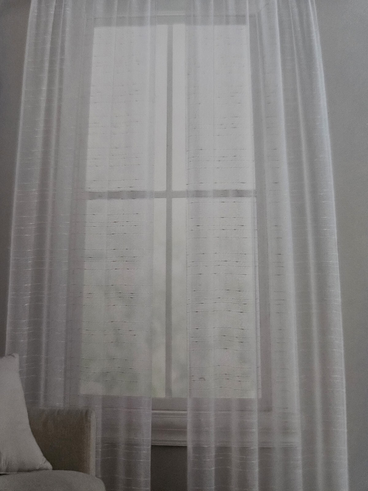 NEW! Laura Ashley White Solid Sheer Curtain 38 x 96 FOUR Pole Top Panel 4 pc SET