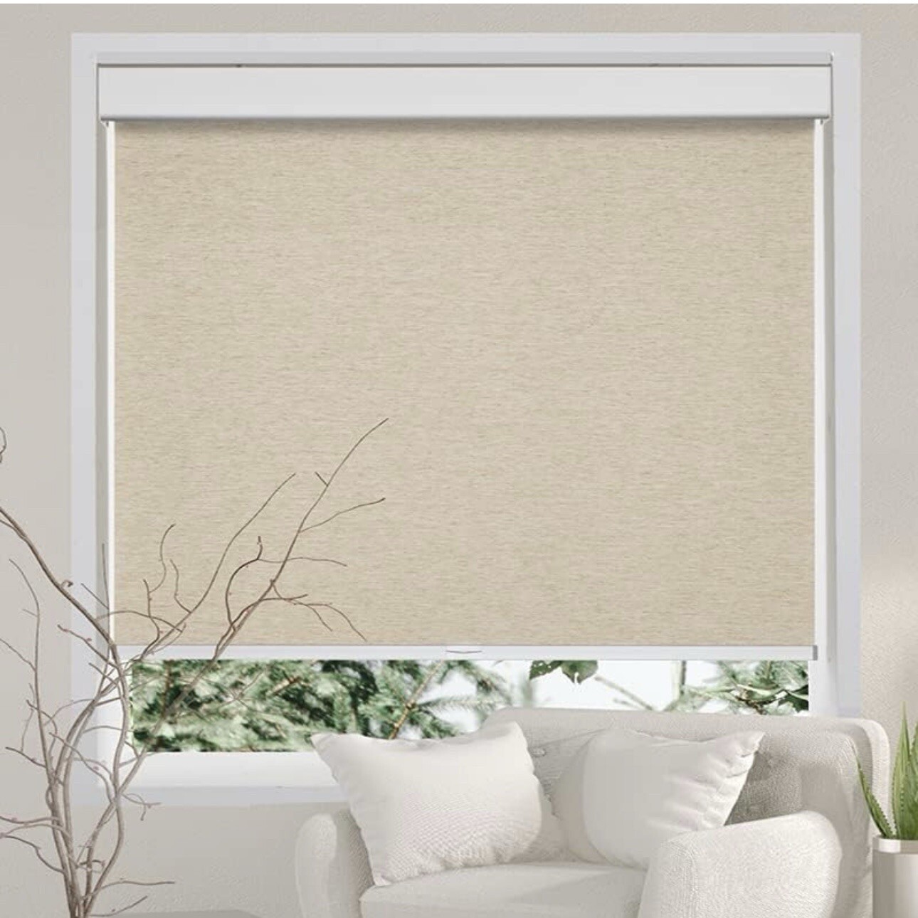 Persilux Khaki 34″ x 72″ Light Filtering Window Shades, Free-Stop Cordless