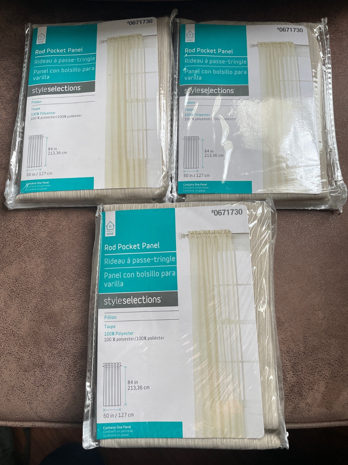 3 – Style Selections Fillion 84-in Polyester Rod Pocket Sheer Single Curtain