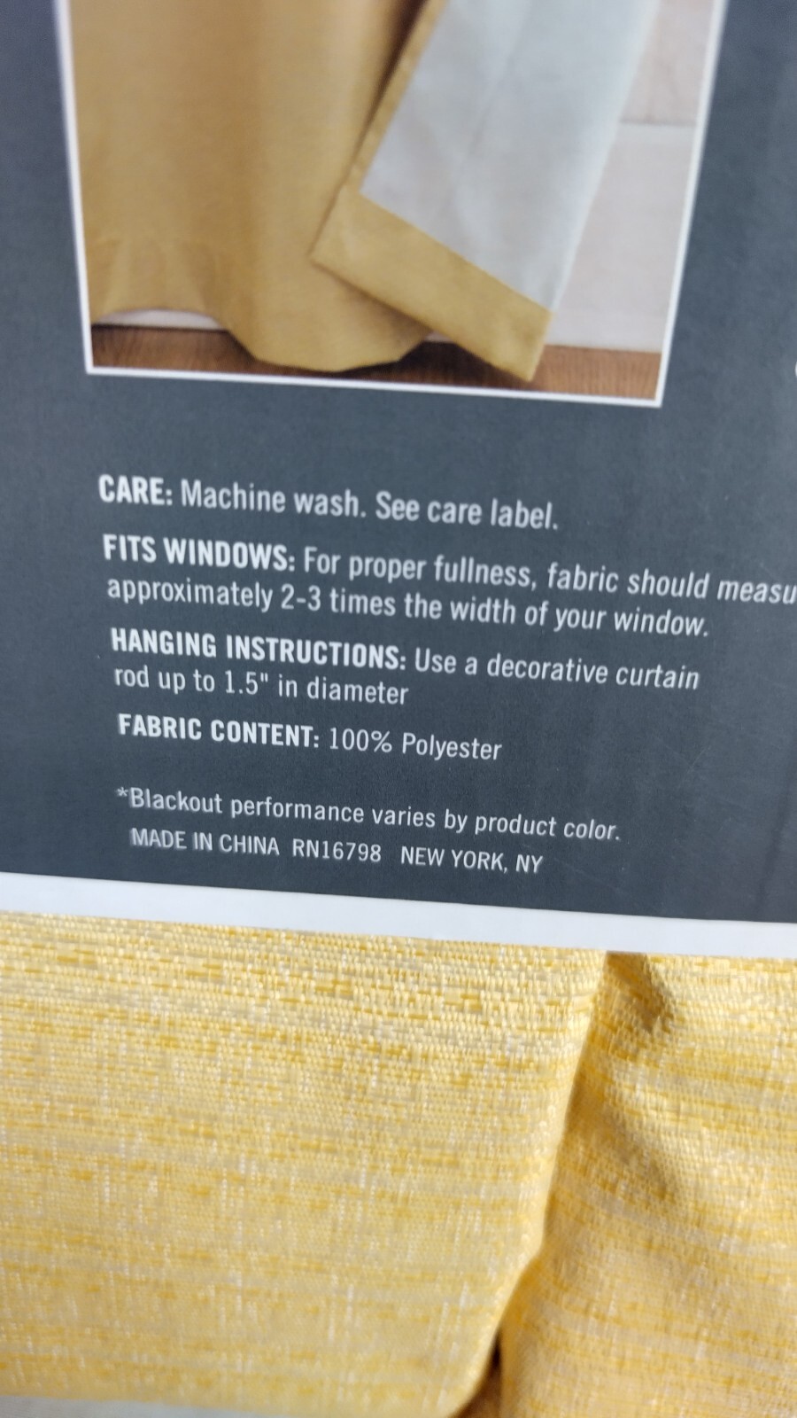 Sun Zero Arlo Textured BLACKOUT Sunflower Curtains Panel 2 pack 40” W x 63” L