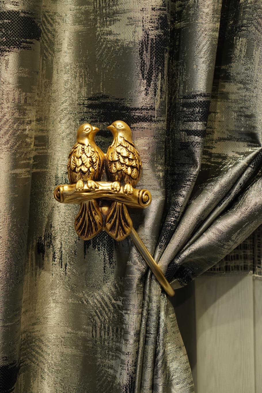 Pack of 2 Wall Mounted Curtain holdbacks Bird Pattern Decorative Curtain tie …