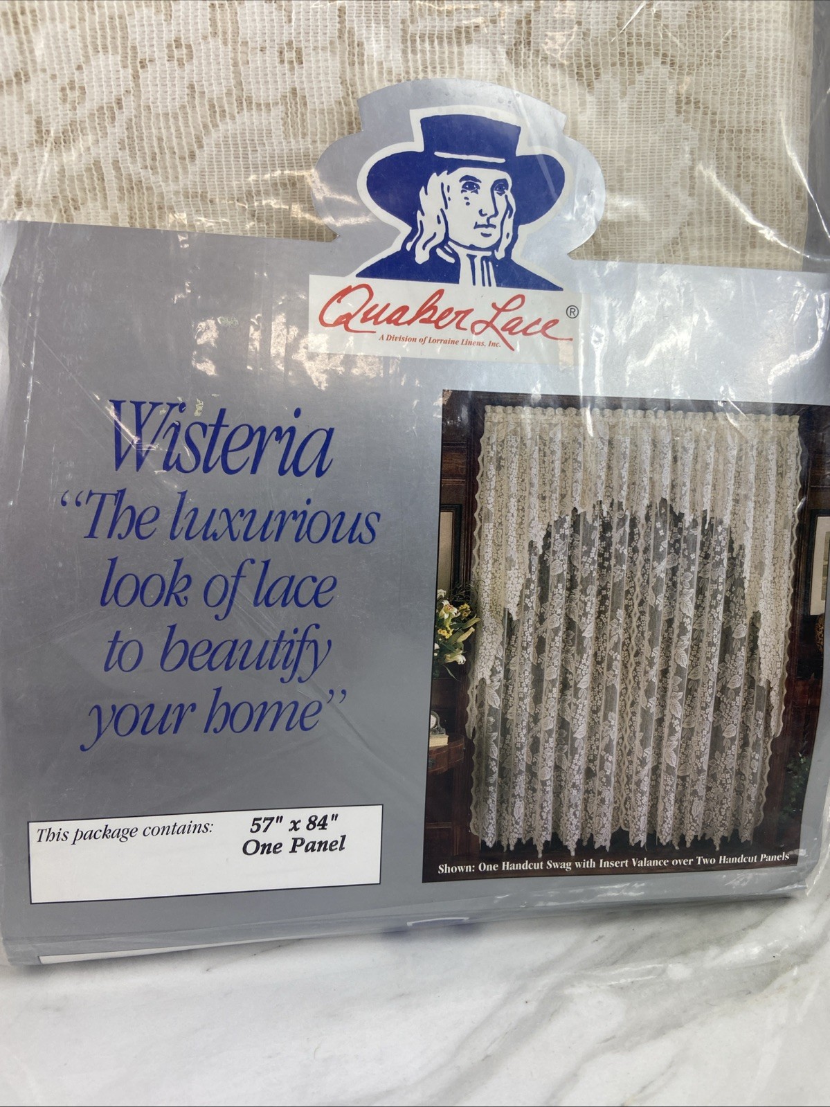 2 Vintage Quaker Lace Wisteria 57 x 84″ Panels Ivory Made In USA NOS