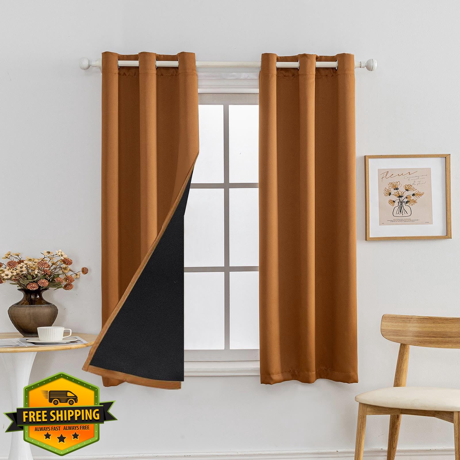 Anytime Orange 42″W x 45″L Blackout Curtains (2pk)