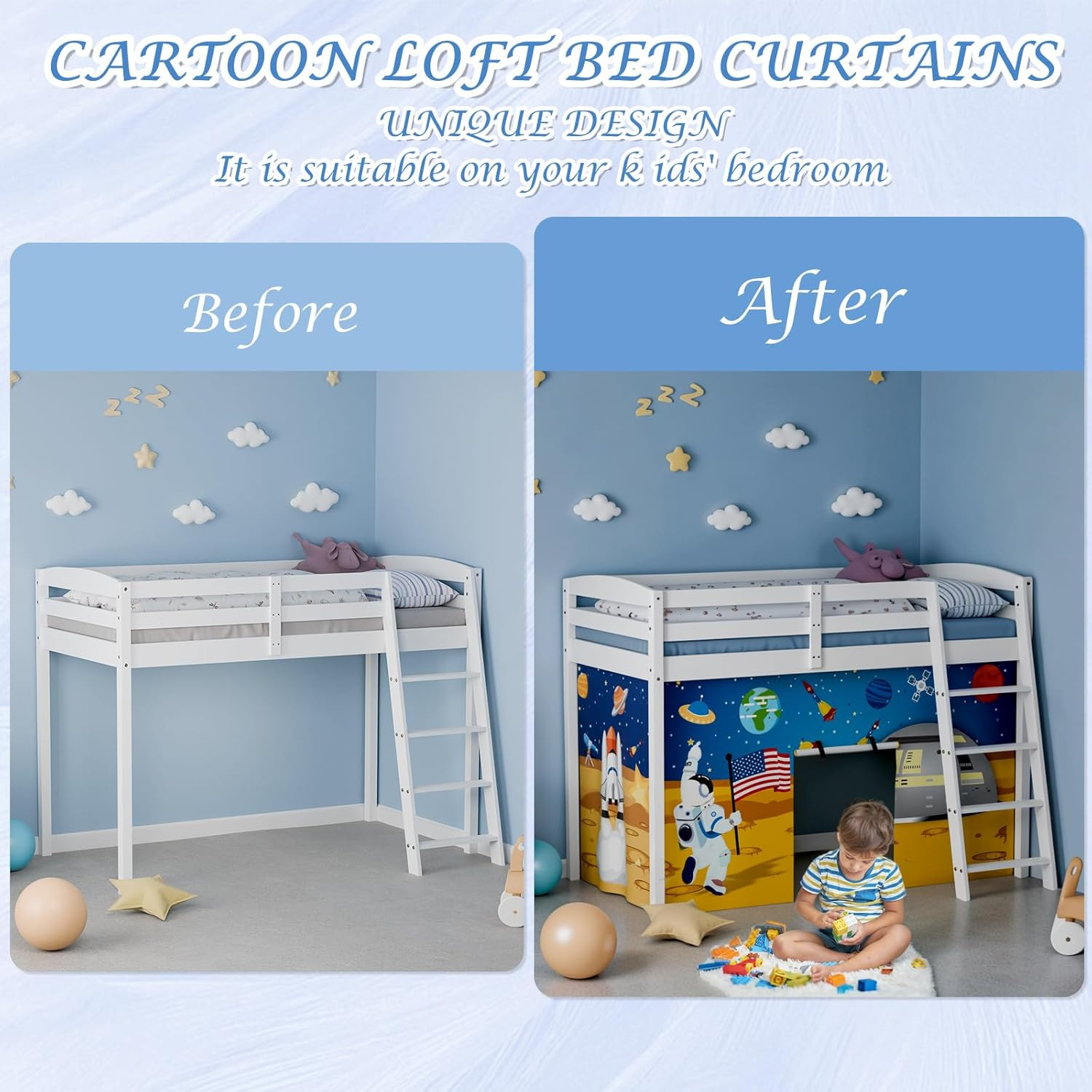 Astronaut Bunk Bed – Curtains Premium and Customizable Cartoon Loft Bed Curtains