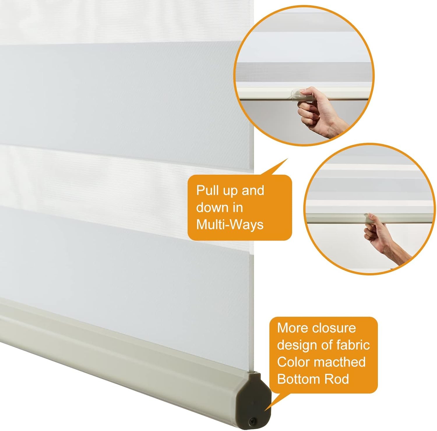 Persilux Cordless Zebra Blinds 35×64 Cream Light Filtering Shades #R017
