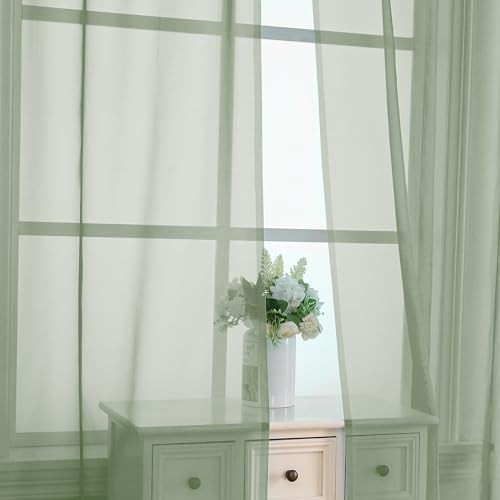 Bedroom Curtains 2 Panel Sets 84″ Inch 42″W x 84″L (Pack of 2) Sage Green