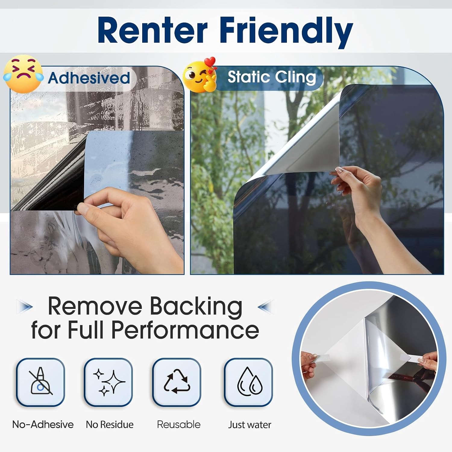 Heat Control Window Tint for Home, Sun Blocking Reflective Window Film See