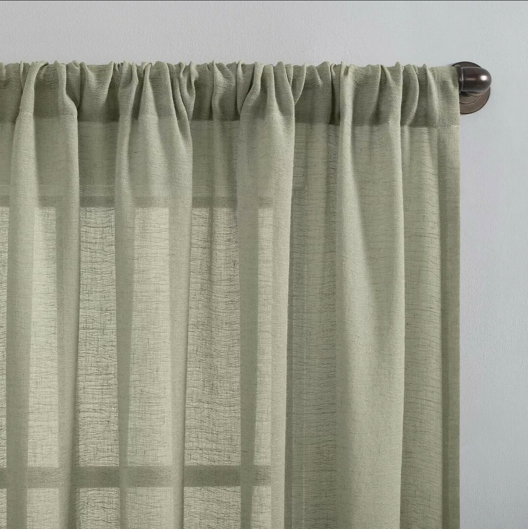 Clean Window Crushed Texture Anti-Dust Sheer Rod Pocket Curtain Panel 52″x96″