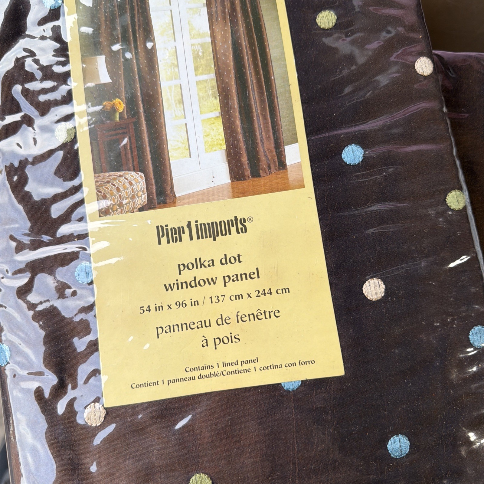 Pier 1 Imports Polka Dot Window Panel Curtain 54″ x 96″ Lined Brand New 2 Lots