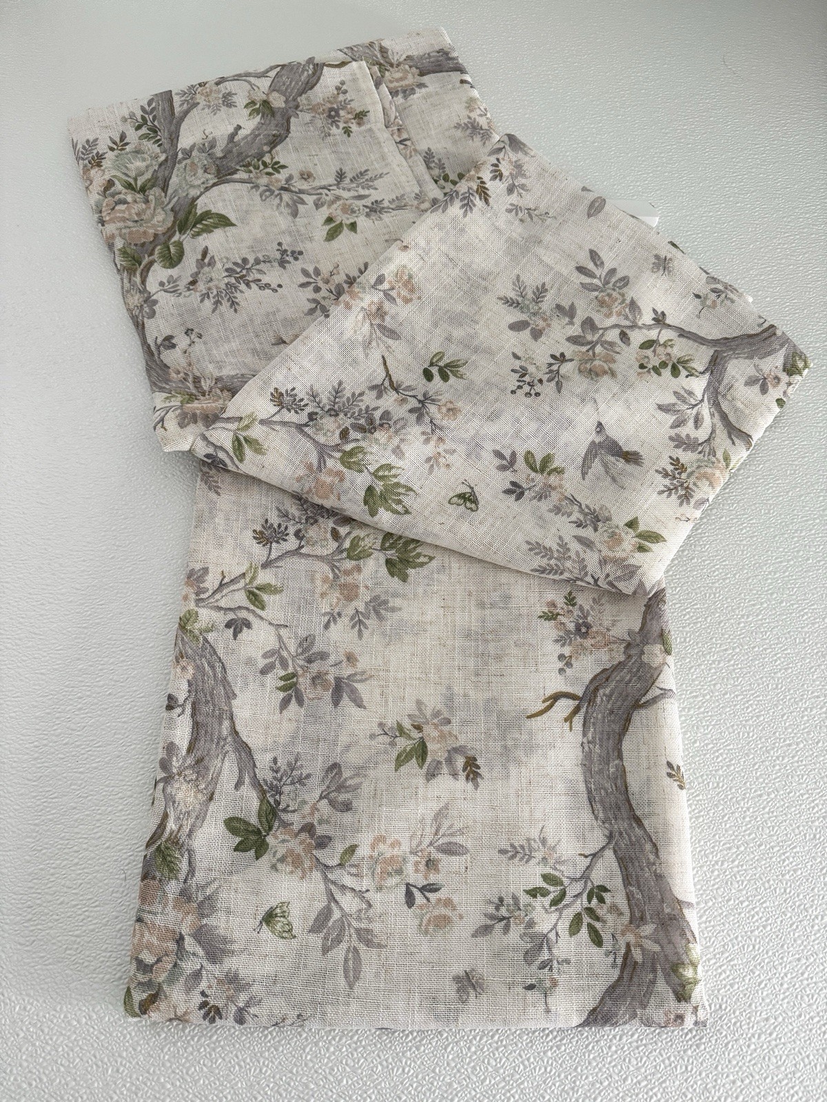 Laura Ashley Window Curtains 2 Panels 38 x 96″ Linen Khaki Gray Cream Pole Top