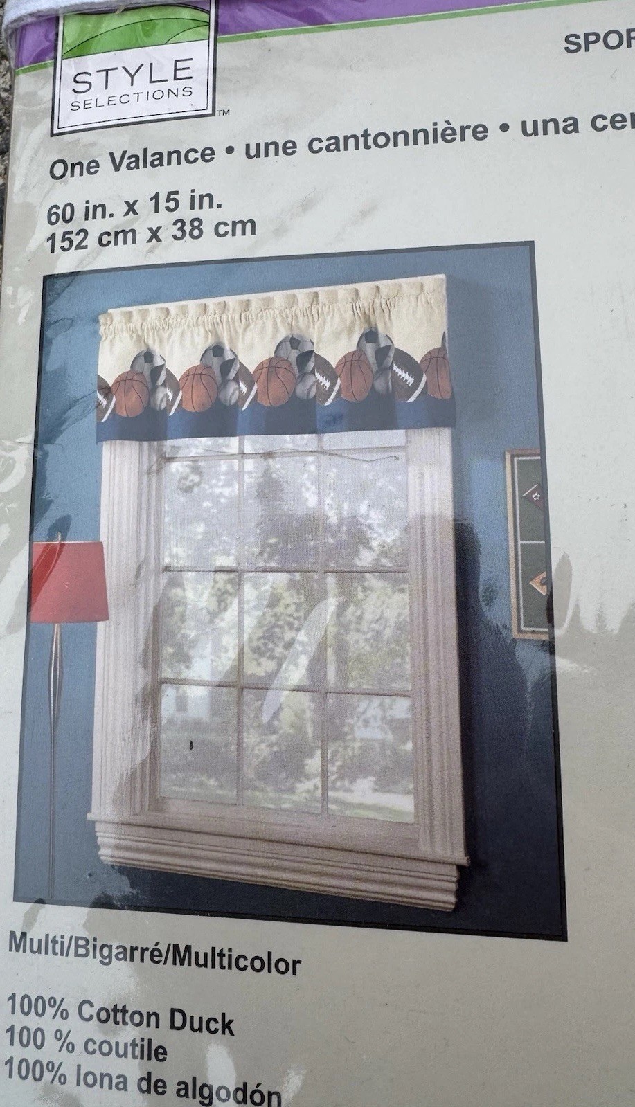 2 Sports Themed Window Valances Style Selections Brand 60 X 15 In, Cotton