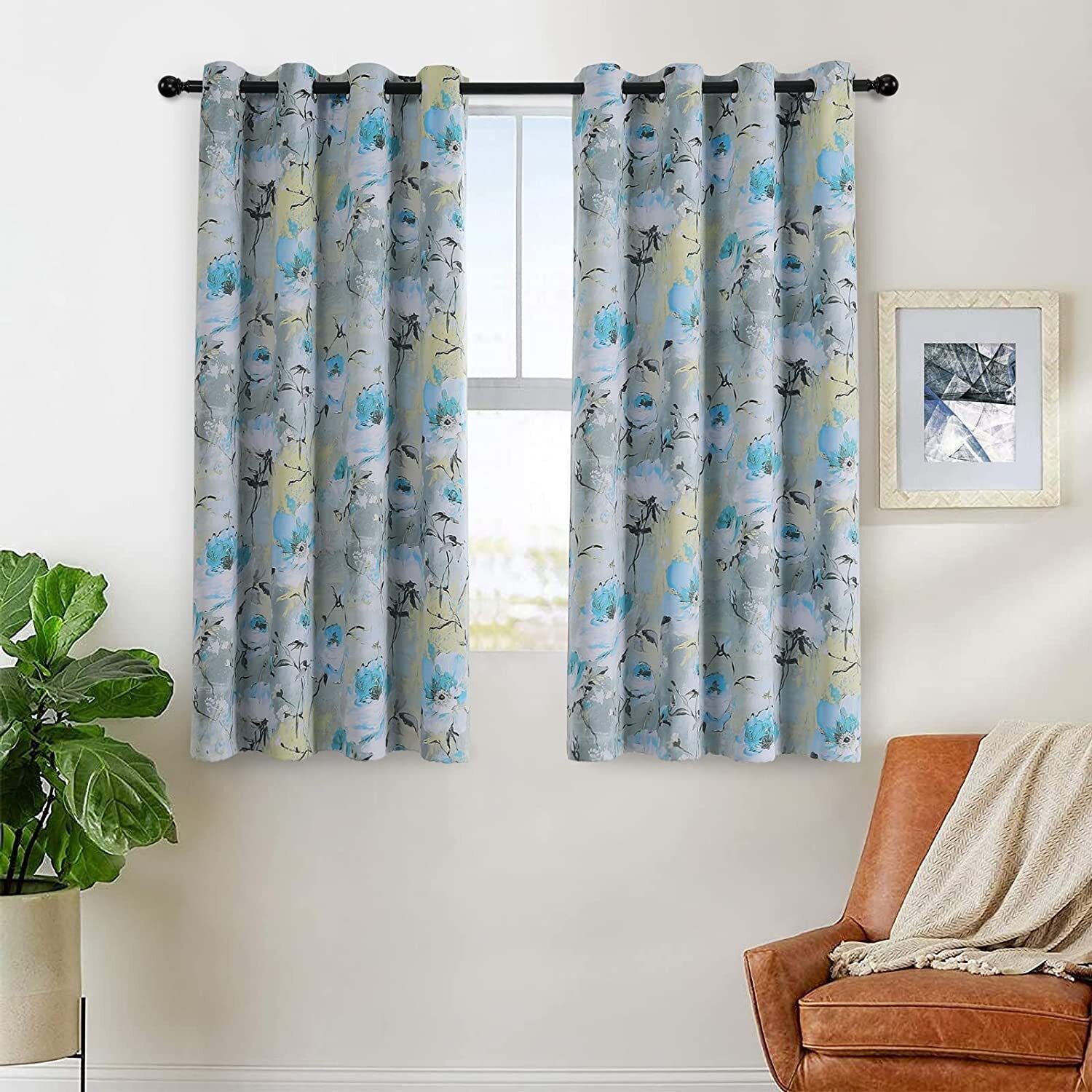 Blackout Curtains for Living Room Darkening Thermal Insulated Floral Curtains