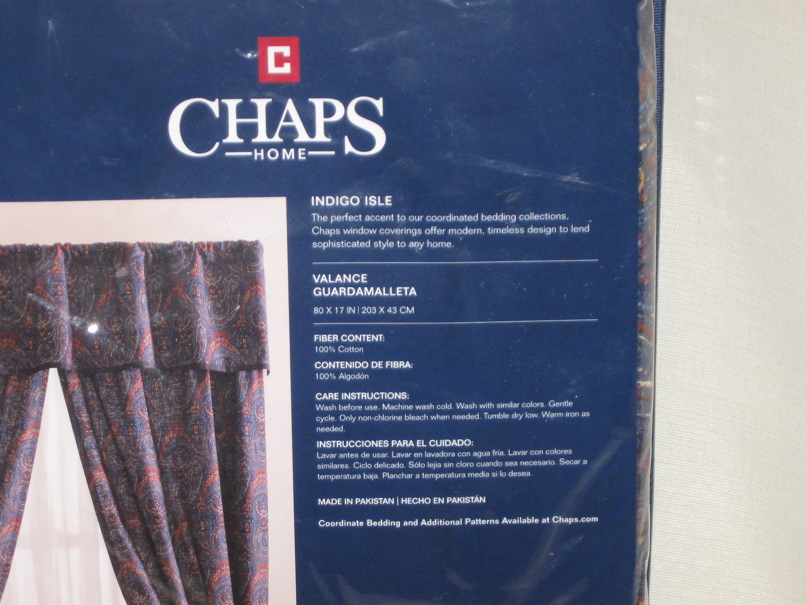 New Chaps Home ” Indigo Isle ” Window Valance 80″ x 17″