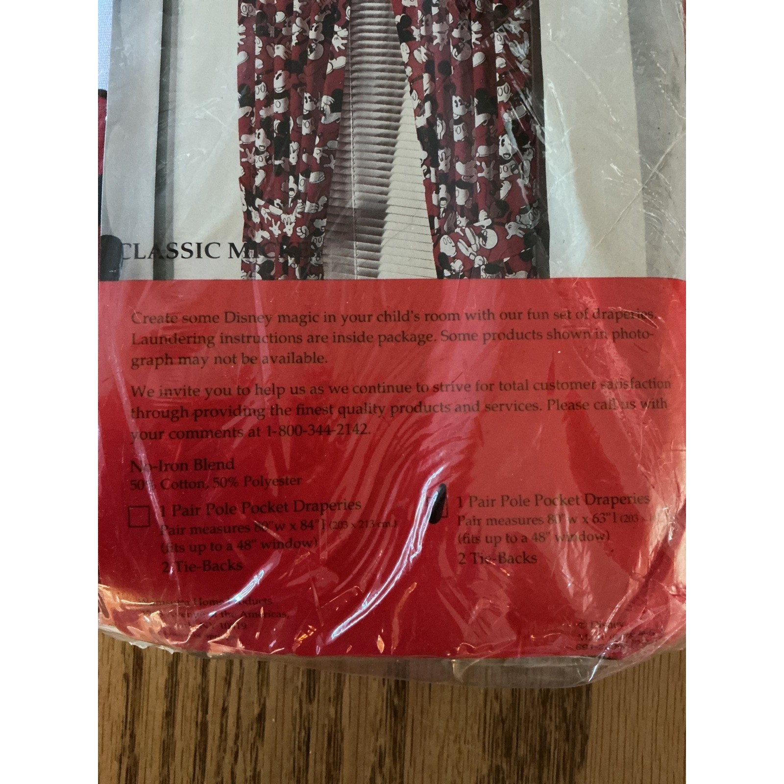 Disney Classic Mickey Mouse Red Curtains 80×63 Pole Pocket Drapes Vintage NIP