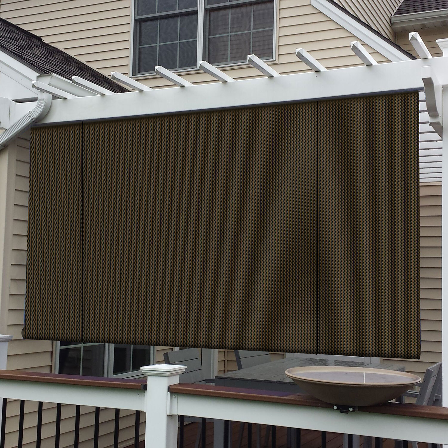 Roller up Shade Roller Shade Light Filtering Gazebo Porch Garden Outdoor Brown