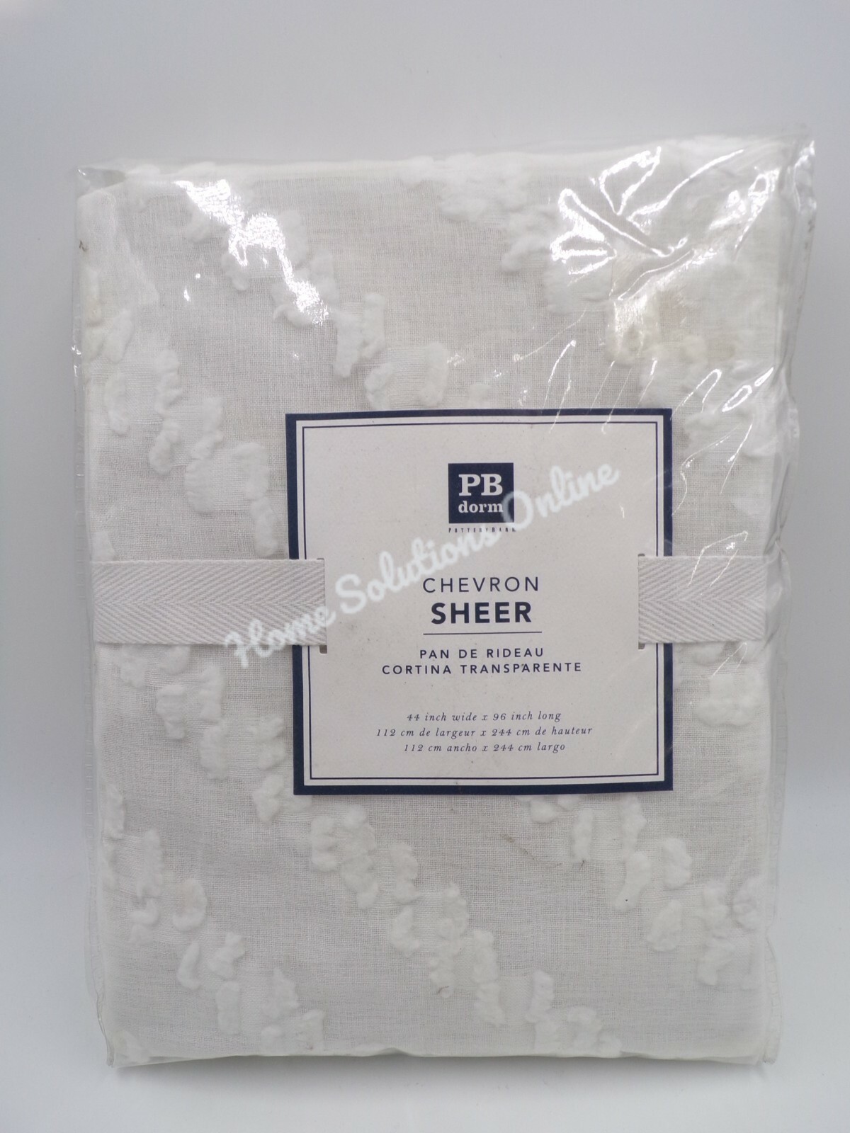 Pottery Barn Teen Dorm Chevron Sheer Drape Curtain White 44×96″ #9762A