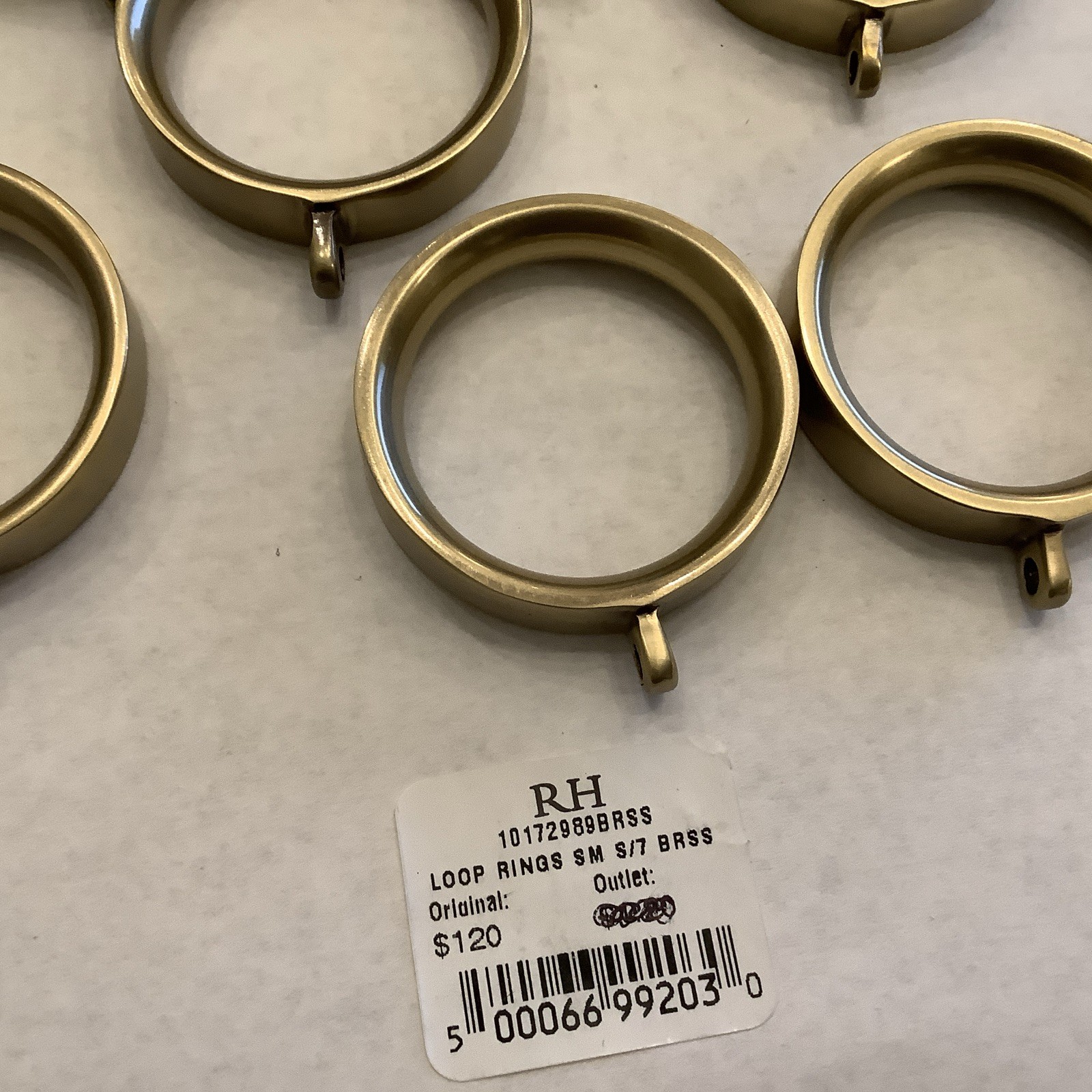 Restoration Hardware Easton Solid Brass Loop Drapery Rings (Set of 7) Small