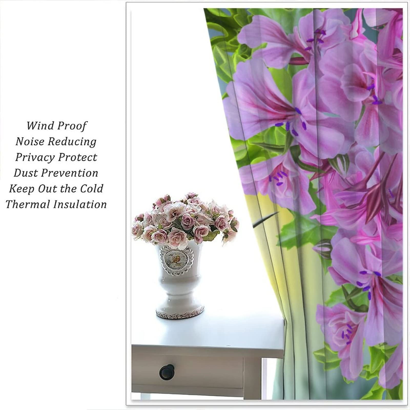 Hummingbird Blackout Curtains, Beautiful Purple Floral Hummingbird Nature The…